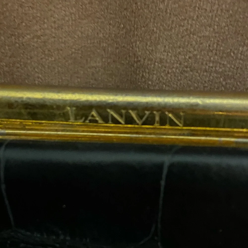 Lanvin Trilogy croc embossed black calfskin bag with gold plated hardware - Picture 6 of 9